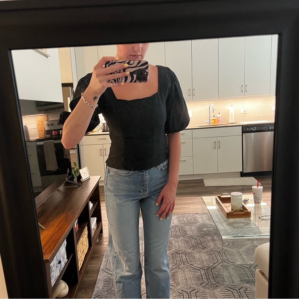 Abercrombie Black Puff Sleeve Top